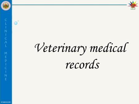 © TANUVAS, 2011 Veterinary medical records. Veterinary medical records Introduction  Veterinary medical records meant to provide necessary information.
