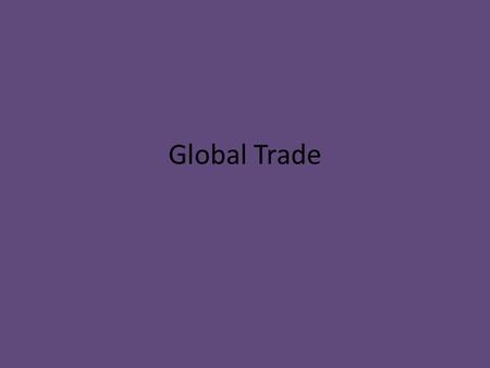 Global Trade. Absolute Advantage given the same amount of resources, one country can produce more of a product than another country can. A country has.