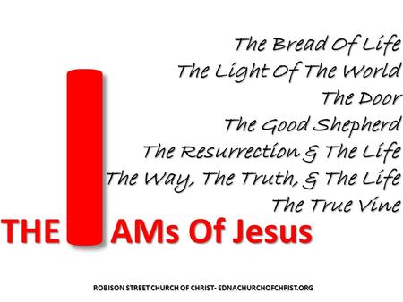 The Bread Of Life The Light Of The World The Door The Good Shepherd The Resurrection & The Life The Way, The Truth, & The Life The True Vine I THE AMs.