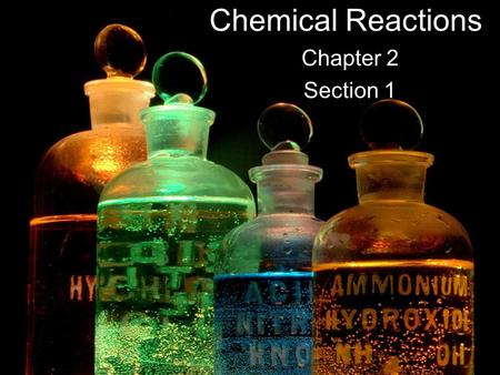 Chemical Reactions Chapter 2 Section 1. Review… Chemical Bond is a force that holds two atoms together CHEMICAL REACTION A process in which one or more.
