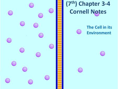 (7 th ) Chapter 3-4 Cornell Notes The Cell in its Environment.