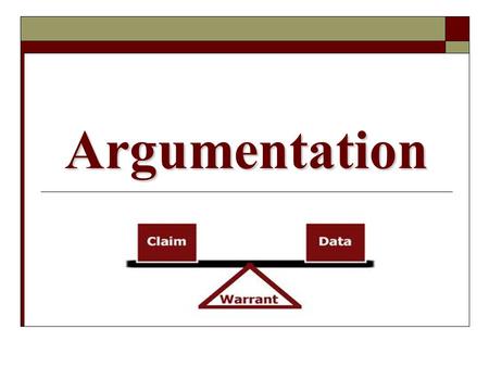 Argumentation. CLAIM States your position on an issue.