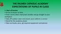 THE PALMER CATHOLIC ACADEMY EXPECTATIONS OF PUPILS IN CLASS 1. Start of lessons Arrive to lesson on time Enter rooms when instructed sensibly and go straight.