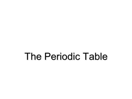 The Periodic Table. I CAN explain the organization of the periodic table and number the period/series and families/groups.