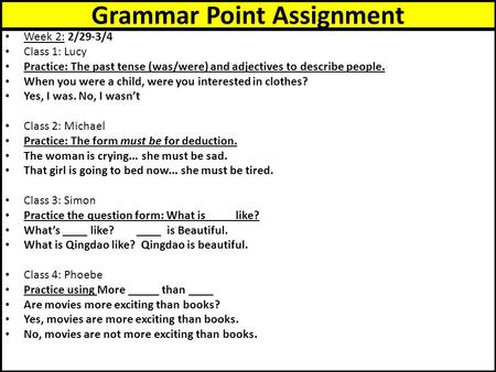Grammar Point Assignment