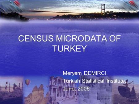 CENSUS MICRODATA OF TURKEY Meryem DEMIRCI, Turkish Statistical Institute, June, 2006.