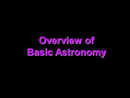 Overview of Basic Astronomy. About 400 years ago Galileo’s used first telescope to study the skies.