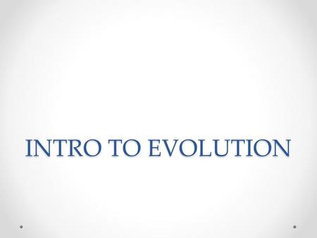 INTRO TO EVOLUTION. FIRST IDEAS In early times, people believed in spontaneous generation. Spontaneous generation is the belief that something living.