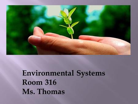 Environmental Systems Room 316 Ms. Thomas  Have you ever been asked to collaborate with other people and to follow certain rules to achieve a common.