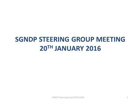 SGNDP STEERING GROUP MEETING 20 TH JANUARY 2016 SGNDP Steering Group 20/01/20161.
