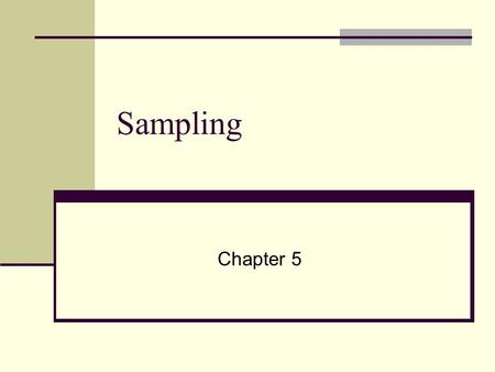 Sampling Chapter 5. Introduction Sampling The process of drawing a number of individual cases from a larger population A way to learn about a larger population.