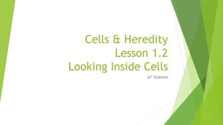 Cells & Heredity Lesson 1.2 Looking Inside Cells 6 th Science.
