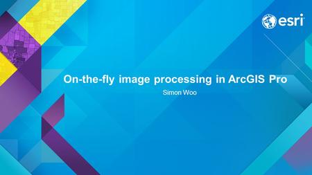 On-the-fly image processing in ArcGIS Pro Simon Woo.