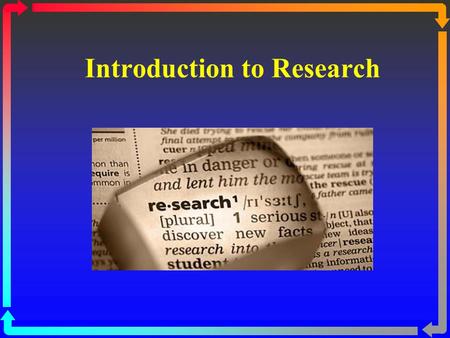 Introduction to Research. Objectives Introduction to Research (continued) Recap important concepts from previous class Quantitative vs. Qualitative Research.