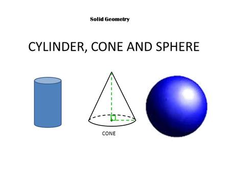 CYLINDER, CONE AND SPHERE