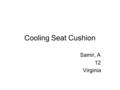 Cooling Seat Cushion Samir, A 12 Virginia. Think It Have a Great Idea for an Invention The problem I’m trying to solve is to make a more comfortable seat.