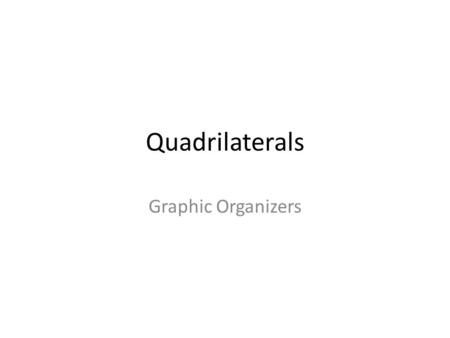 Quadrilaterals Graphic Organizers.