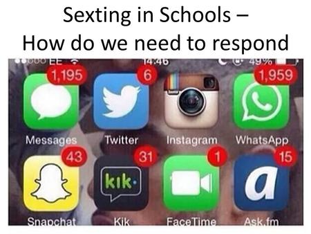 Sexting in Schools – How do we need to respond. Images or videos generated by children under the age of 18, or of children under the age of 18 that are.