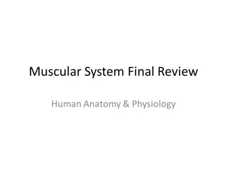 Muscular System Final Review Human Anatomy & Physiology.