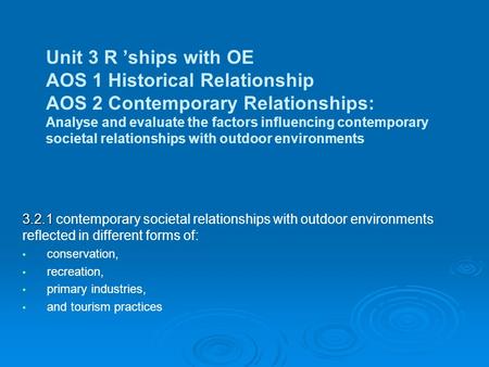 Unit 3 R ’ships with OE AOS 1 Historical Relationship AOS 2 Contemporary Relationships: Analyse and evaluate the factors influencing contemporary societal.