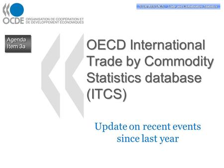 OECD International Trade by Commodity Statistics database (ITCS) Update on recent events since last year Agenda Item 3a Agenda STD/PASS/TAGS – Trade and.