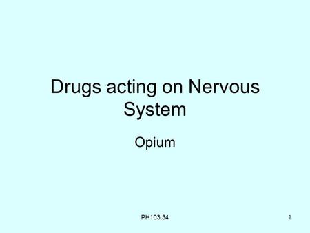 Drugs acting on Nervous System