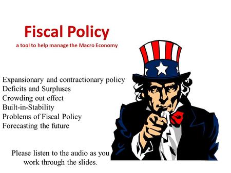 Fiscal Policy a tool to help manage the Macro Economy