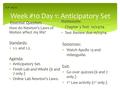 Week #10 Day 1: Anticipatory Set Essential Question: How do Newton’s Laws of Motion affect my life? Standards:  1.1. and 1.2. Agenda:  Anticipatory Set.