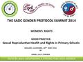 GOOD PRACTICE: Sexual Reproductive Health and Rights in Primary Schools WOMEN’S RIGHTS THE SADC GENDER PROTOCOL SUMMIT 2014 MALAWI, LILONGWE, 28 TH MAY.
