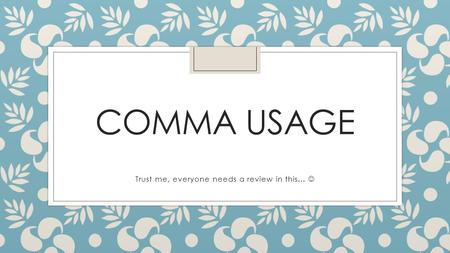 COMMA USAGE Trust me, everyone needs a review in this…