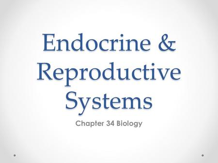 Endocrine & Reproductive Systems Chapter 34 Biology.