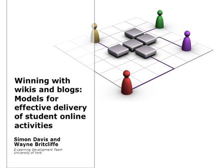 Winning with wikis and blogs: Models for effective delivery of student online activities E-Learning Development Team University of York Simon Davis and.