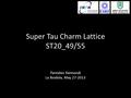 Super Tau Charm Lattice ST20_49/55 Pantaleo Raimondi La Biodola, May 27-2013.