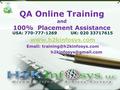 QA Online Training and 100% Placement Assistance USA: 770-777-1269 UK: 020 33717615