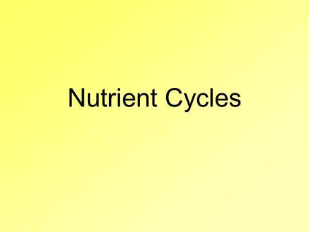 Nutrient Cycles.