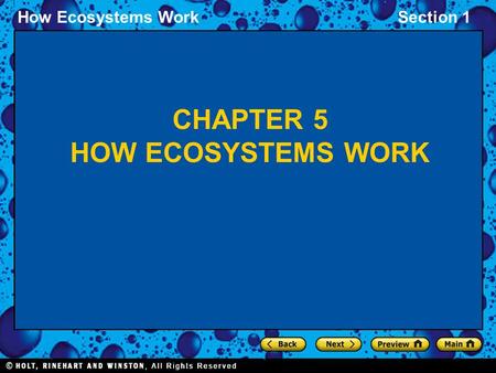 How Ecosystems WorkSection 1 CHAPTER 5 HOW ECOSYSTEMS WORK.