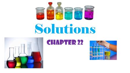 Solutions Chapter 22. How solutions form Solution-a mixture that appears the same throughout and is mixed at the molecular level. 1.solute- substance.