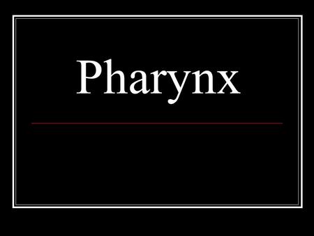 Pharynx. PHARYNX Passage way for food and liquid. In both digestive and respiratory systems.