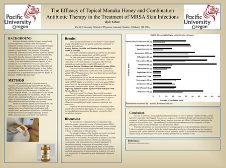 The Efficacy of Topical Manuka Honey and Combination Antibiotic Therapy in the Treatment of MRSA Skin Infections Kyle Liban Pacific University School of.