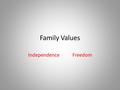 Family Values Independence Freedom. Scripture of the Week Philippians 3:20-21 20 But our citizenship is in heaven. And we eagerly await a Savior from.