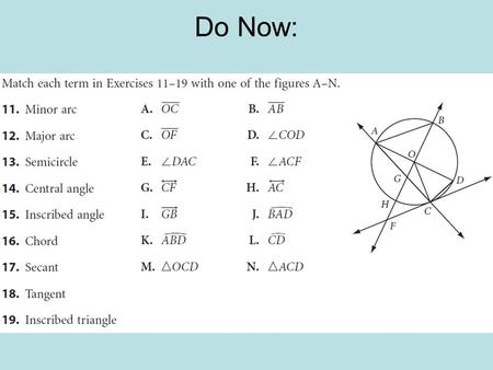 Do Now:. Circumference What is circumference? Circumference is the distance around a circle.