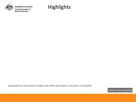 Developed from information included in the AIHW report Cancer in Australia: in brief 2014 Highlights.