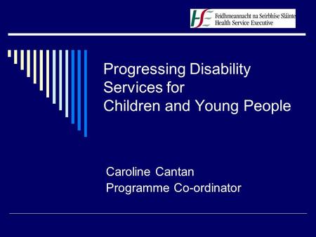 Progressing Disability Services for Children and Young People Caroline Cantan Programme Co-ordinator.