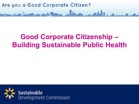 Good Corporate Citizenship – Building Sustainable Public Health.