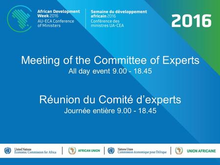 Meeting of the Committee of Experts All day event 9.00 - 18.45 Réunion du Comité d’experts Journée entière 9.00 - 18.45.