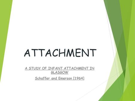 A STUDY OF INFANT ATTACHMENT IN GLASGOW Schaffer and Emerson [1964]