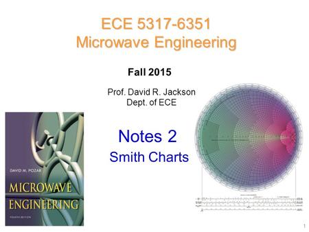 Prof. David R. Jackson Dept. of ECE Notes 2 ECE 5317-6351 Microwave Engineering Fall 2015 Smith Charts 1.
