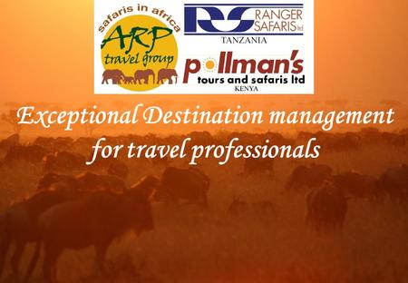 Exceptional Destination management for travel professionals.