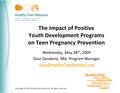 Copyright © 2009 Healthy Teen Network. All rights reserved. The Impact of Positive Youth Development Programs on Teen Pregnancy Prevention Wednesday, May.
