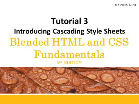 Blended HTML and CSS Fundamentals 3 rd EDITION Tutorial 3 Introducing Cascading Style Sheets.